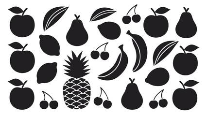 Fototapeta premium Assorted fruit silhouettes apple pear
