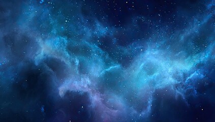 Fototapeta premium Deep space nebula with swirling blues and purples, scattered stars