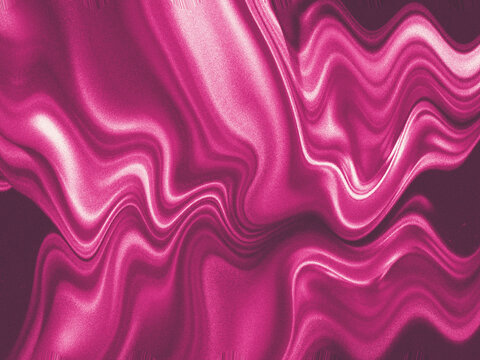 Vibrant pink liquid metal waves in a fluid motion. An abstract digital background with a shimmering, grainy texture and distorted light effect. - Powered by Adobe