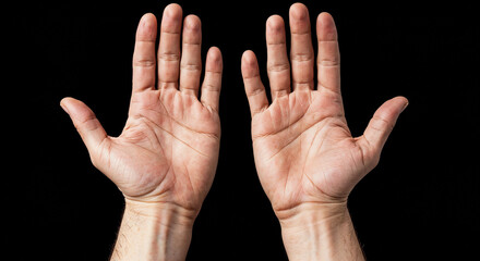 Open hands with cracked skin on black background