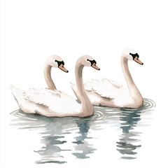 Obraz premium a cute animal of swans swim in the lake