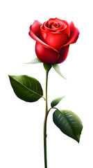 Fototapeta premium Realistic Render of Single Red Rose Stem on Black Background