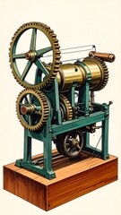 Obraz premium Detailed illustration of an antique machine