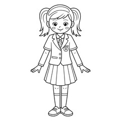 school uniform illustration vector style coloring page