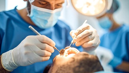Close-up of dentist performing procedure on patient