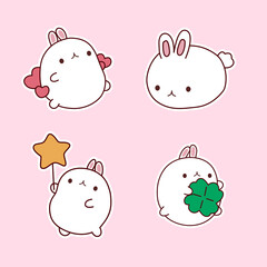 Adorable bunny stickers in various poses