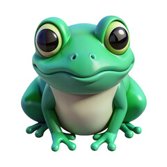 Fototapeta premium 3d cute green frog isolated on transparent background