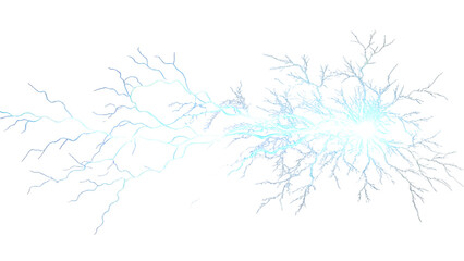 Electric Discharge with Branching Arcs and Glow Effect on Transparent Background on white background