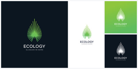 green technology logo, leaf beauty with electronic circuit icon  vector template