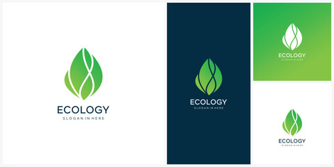 Leaf  design logo inspiration with element symbol, icon, web 