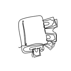 continuous line drawing book and banknote money illustration