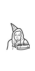 birthday girl blow cake illustration