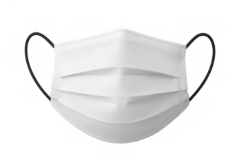 Realistic white surgical mask on transparent background providing protection from viruses and bacteria