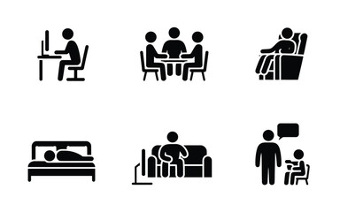 Various daily activities icon set