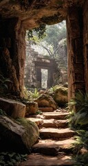 Obraz premium Ancient jungle passage