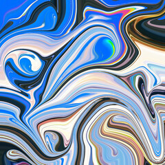 Obraz premium Electric blue abstract fluid art with dynamic swirls and cool tone accents, creating a vibrant futuristic feel.