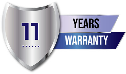 Minimalist years warranty shield label icon badge design. blue and silver color. Guarantee, quality assurance, protection. warranty badge sign insignia symbol with stars on transparent background