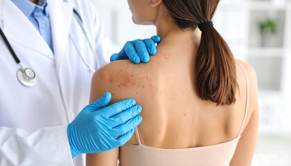 Doctor examining patient's skin