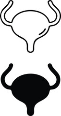 Bladder Icons. Black and White Vector Illustration. Human Internal Organ, Medicine. Anatomy Concept
