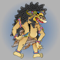 Vector illustration, modification of the form of the wayang character Puntadewa when he becomes a giant with the name of the god Amral.