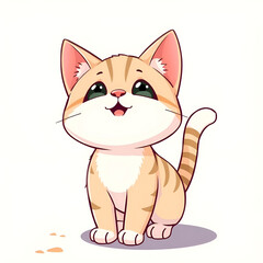 Cute cat illustration kawaii cat anime kitten cartoon standing on the ground anima