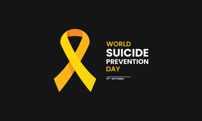 World Suicide Prevention Day banner with yellow ribbon. Mental health advocacy, awareness, and support on September 10th
