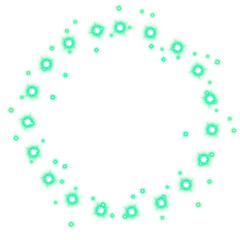 Glowing Green Star Ring Frame on Transparent Background
