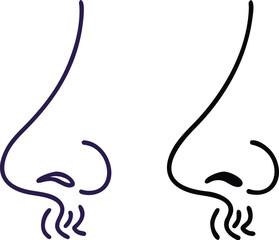 Nose Icons. Vector Illustrations. Human Organ, Medicine, Olfactory Organ. Anatomy Concept
