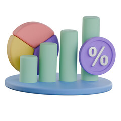 Interest rate chart 3D Icon colorful design