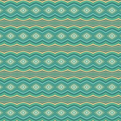 Seamless geometric pattern with diamond shapes in turquoise and beige tones, perfect for textile or wallpaper design. Ideal for abstract, pattern, and texture usage.