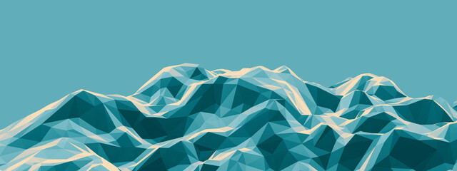 3D low polygon mountain. Low poly terrain.