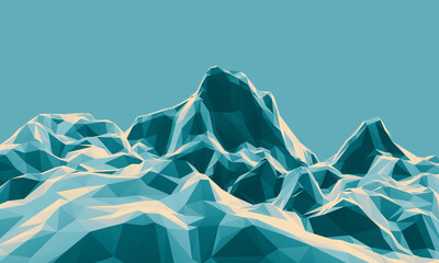 3D low polygon mountain. Low poly terrain.