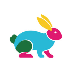 A 5 colour rabbit logo illustration