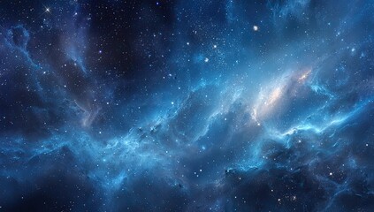 Deep space nebulae in vibrant blues and dark hues
