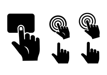 Fototapeta premium Vector art of set of hand click and touch icons isolated on white background