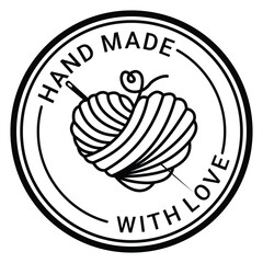 Handmade with love round beautiful sign logo design Vector Template Illustration