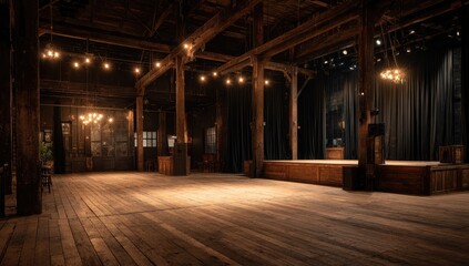 Rustic, spacious venue with wooden floors