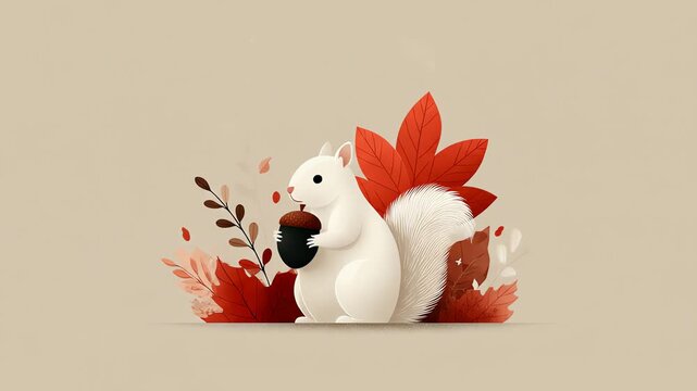 Autumnal squirrel embraces falls harvest