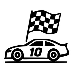 Stock car racing event icon with transparent background	