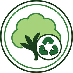 Recycled Cotton Green Icon. Vector Icon. Environmentally Friendly and Natural Quality Material. Tag, Label for Clothing
