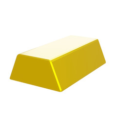 Bright gold bar with white highlight, isolated on white background, symbolizing high-value wealth, investment, finance, and luxury economy element.


