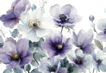 Soft purple and white anemones