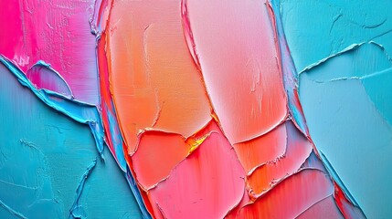 Vibrant color palette with textured brushstrokes.