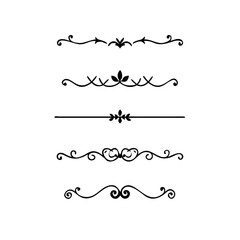 Text dividers doodle set. Wedding decorative elements. Divider ornament, borders, vintage line separators. Hand drawn vector illustration isolated on white background.Gold text dividers doodle set.
