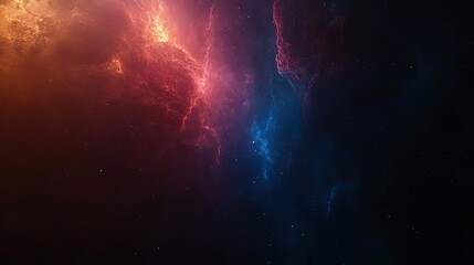 Colorful nebulae with glowing dust clouds in deep space.