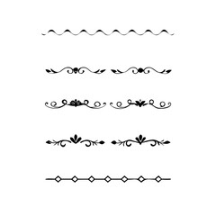Obraz premium Text dividers doodle set. Wedding decorative elements. Divider ornament, borders, vintage line separators. Hand drawn vector illustration isolated on white background.Gold text dividers doodle set. 
