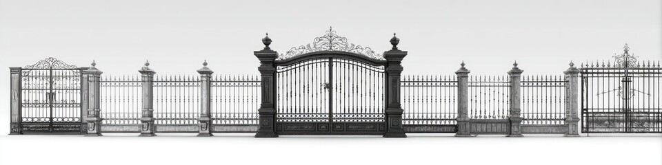 Ornate metal gate and fence