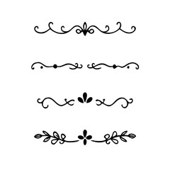 Text dividers doodle set. Wedding decorative elements. Divider ornament, borders, vintage line separators. Hand drawn vector illustration isolated on white background.Gold text dividers doodle set.
