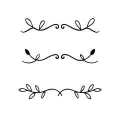 Text dividers doodle set. Wedding decorative elements. Divider ornament, borders, vintage line separators. Hand drawn vector illustration isolated on white background.Gold text dividers doodle set.
