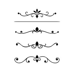 Text dividers doodle set. Wedding decorative elements. Divider ornament, borders, vintage line separators. Hand drawn vector illustration isolated on white background.Gold text dividers doodle set.
